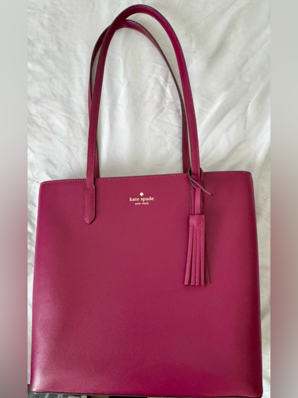 kate spade Berry Saffiano Leather Tote with Tassel